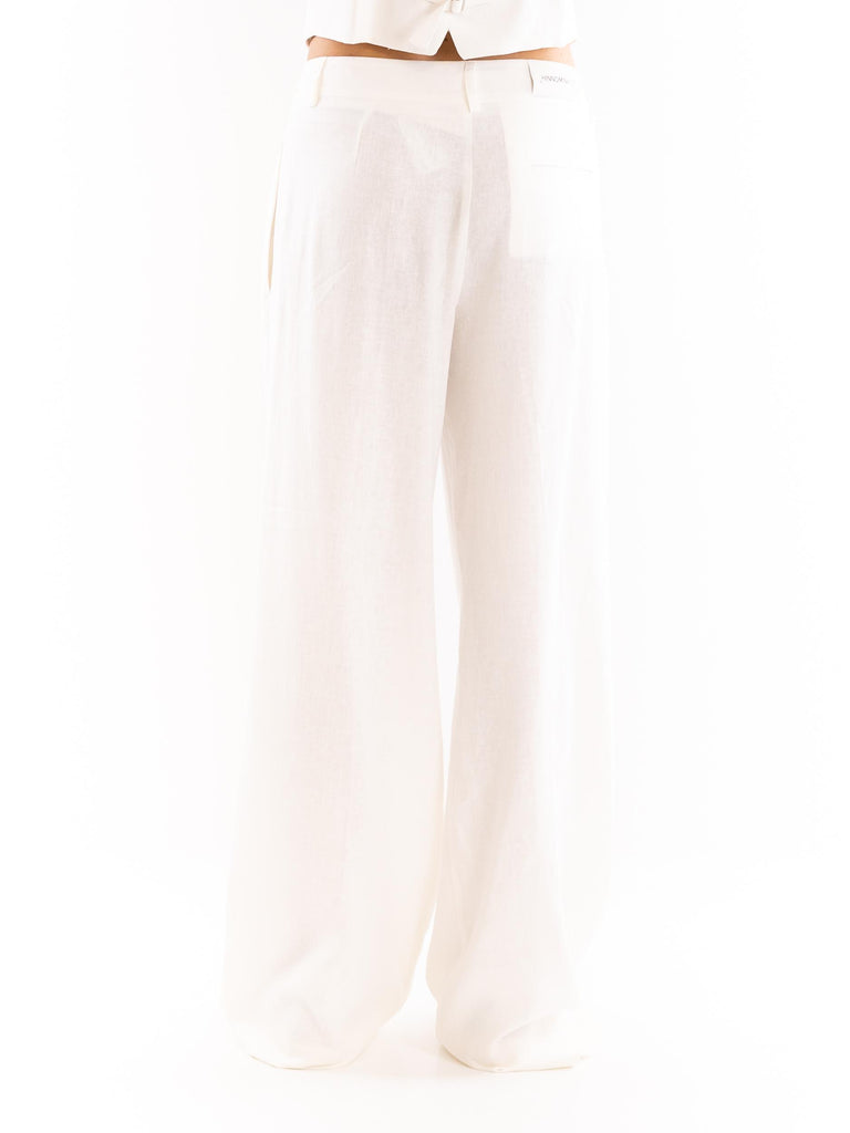 Pantalone a palazzo in lino bianco HMABW01853 PTTS0273BI01 HINNOMINATE 