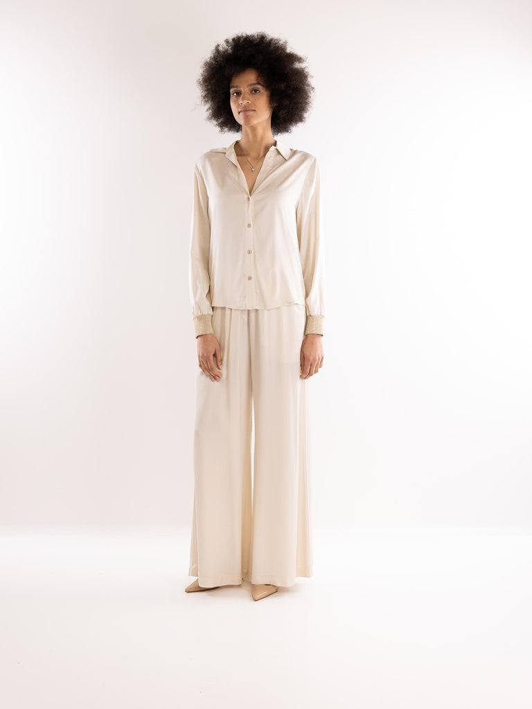 Camicia donna crop beige CMKD09176 V1CREMA AKEP 