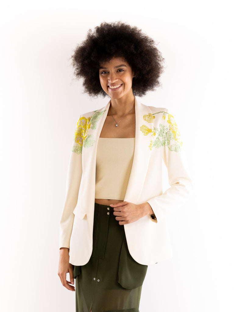 Giacca blazer donna swarovski bohemian rose latte 14133 LATTE 5 PROGRESS 