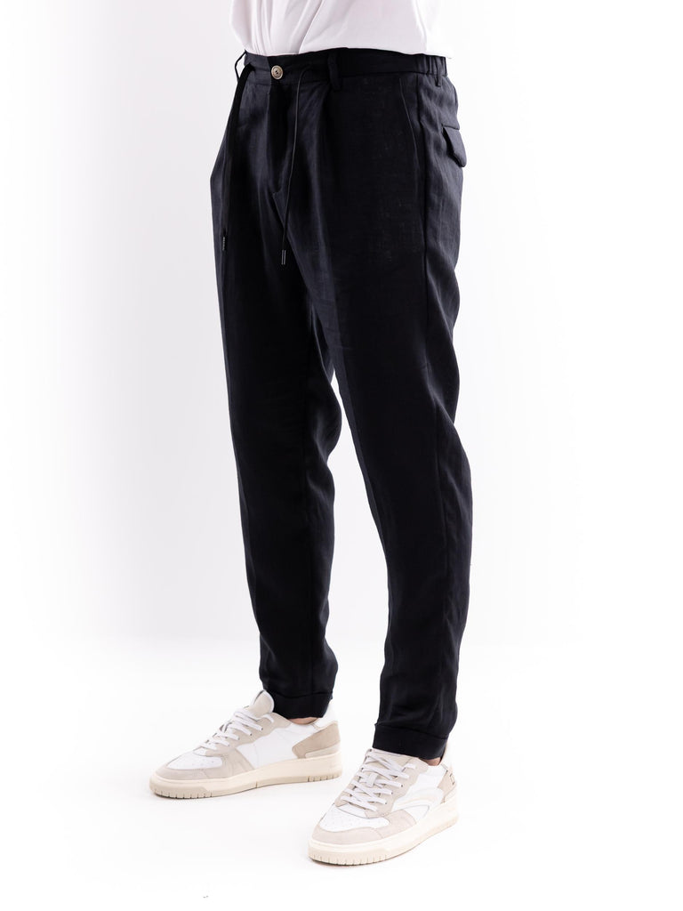 Pantalone uomo l'uccello in lino nero OF1S2S4P010 NERO OUTFIT 