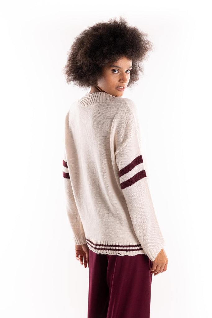 Cardigan con rotture college burro HMABW02087 BI04BURRO HINNOMINATE 