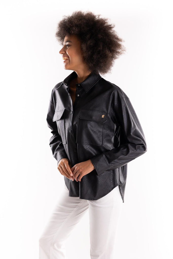 Camicia over in ecopelle nera HMABW02273 NE01NERO HINNOMINATE 
