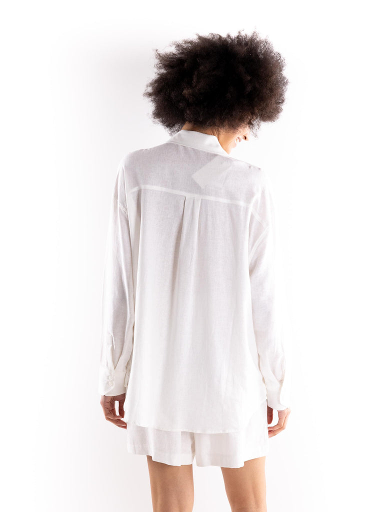 Camicia over in lino bianco HMABW01845 PTTS0273BI01 HINNOMINATE 