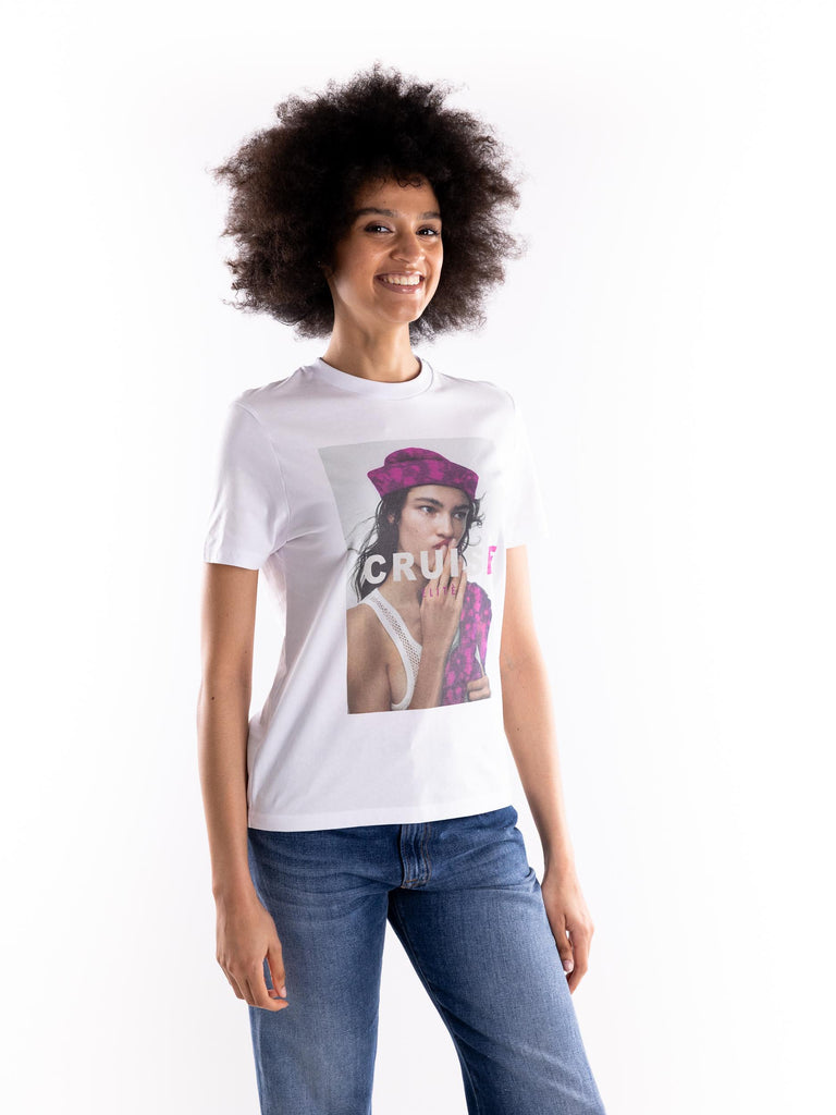 t-shirt donna stampa Crui UTEE 837BIANCO ELITE' 