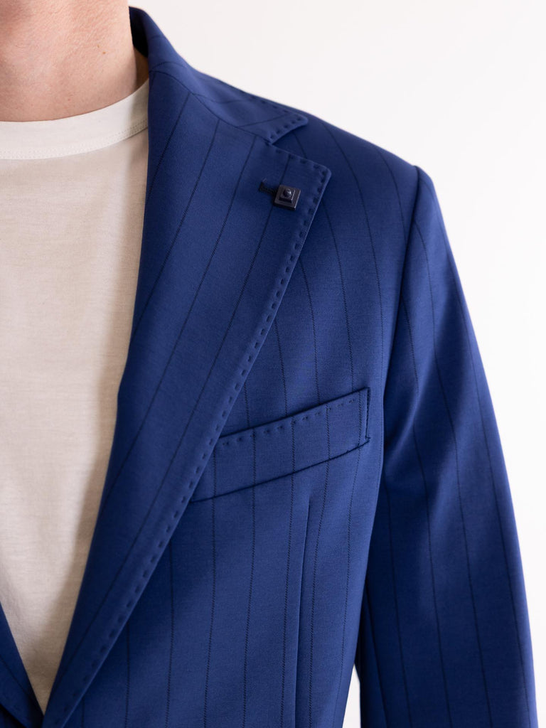 Blazer uomo monopetto in jersey gessato bluette OF1S2S5G011 185 OUTFIT 