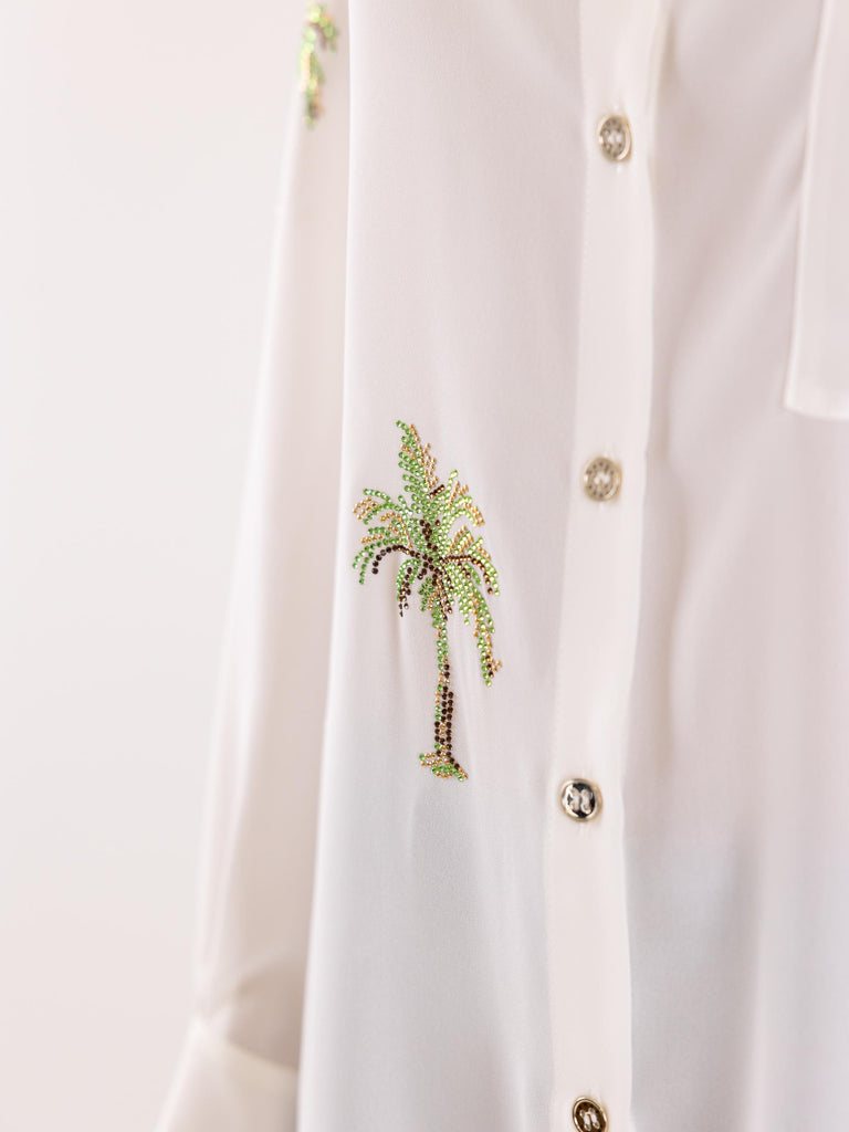 Camicia donna palme strass bianca 14138 BIANCO 5 PROGRESS 