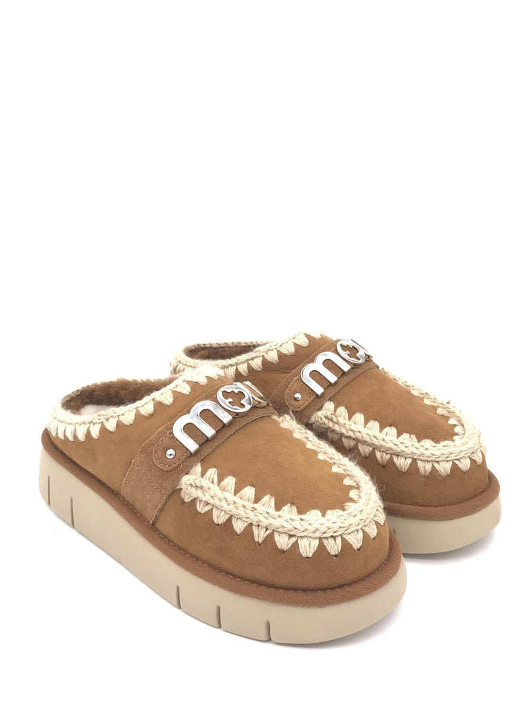 Ciabatta bounce clog metal logo cuoio FW531001A CUOIO MOU 