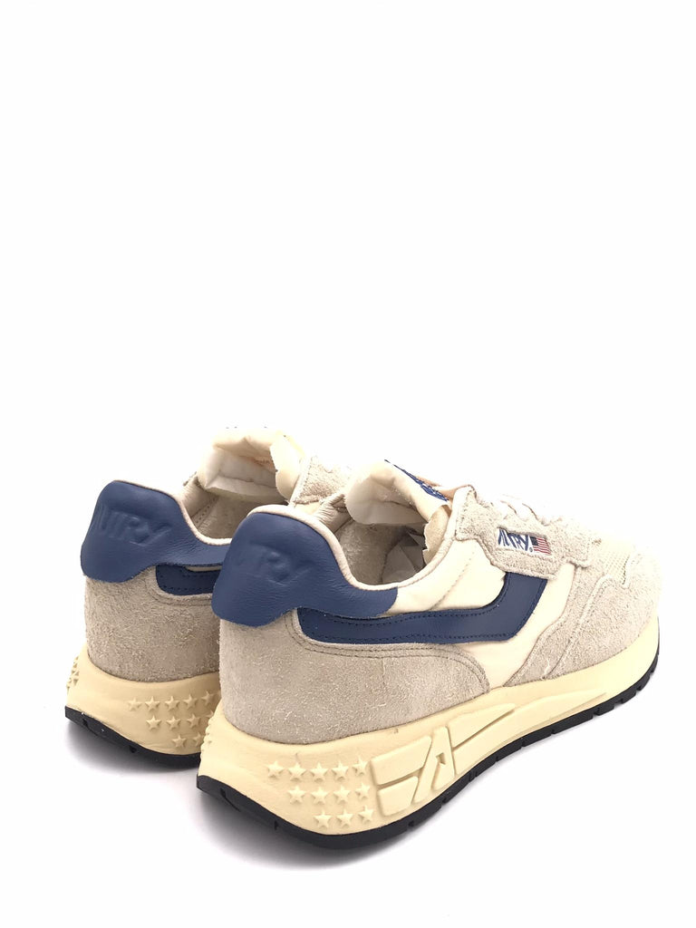Sneakers Reelwind low in suede, nylon e pelle ecru con dettagli blu WWLM-UT27 BEIGE-BLU AUTRY 