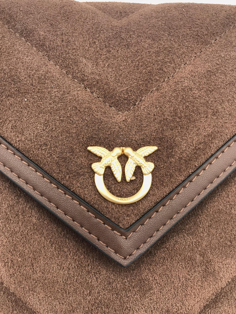 Bustina flet purse in pelle scamosciata marrone 104820 A2JHMARRONE PINKO 