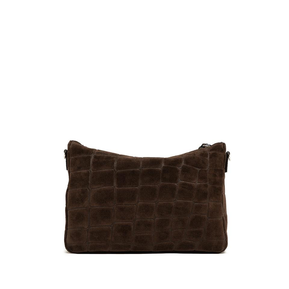 Borsa Nora pouch in pelle scamosciata effetto cocco espresso BS10225 CMCOCCOTESTA DI MORO GIANNI CHIARINI 