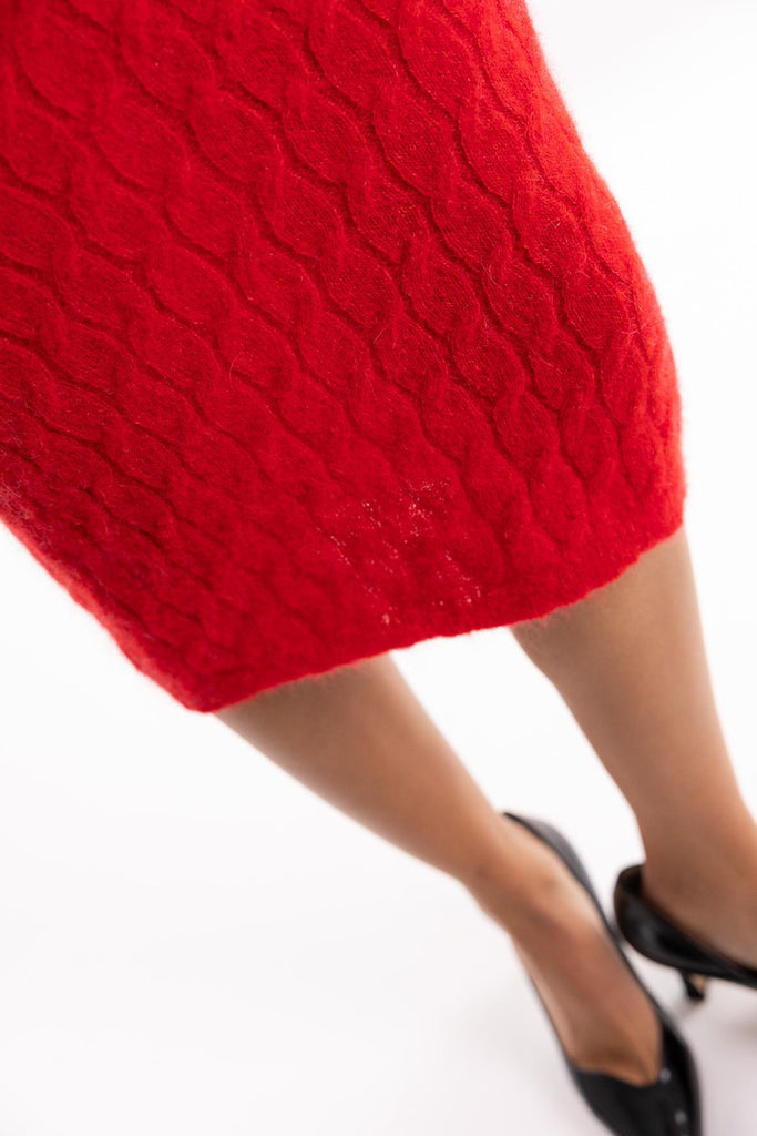 gonna longuette in maglia GOKD11025 ROSSO AKEP 