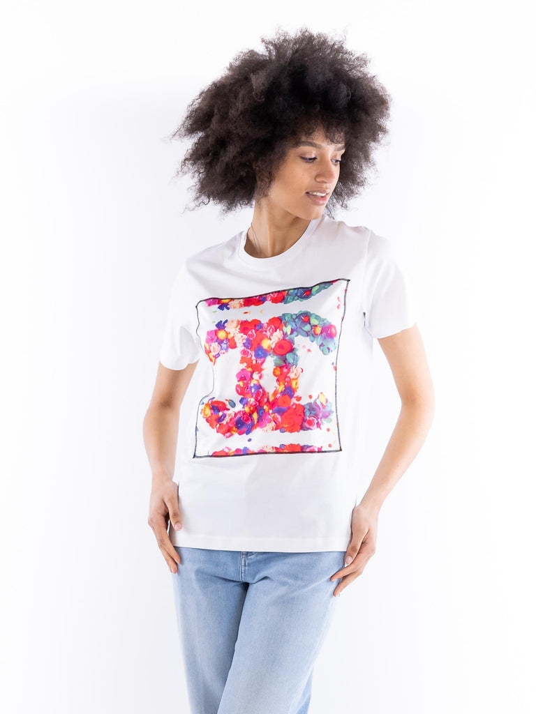 T-shirt donna Flower bianca ORGA CC FLOWER BASTILLE 