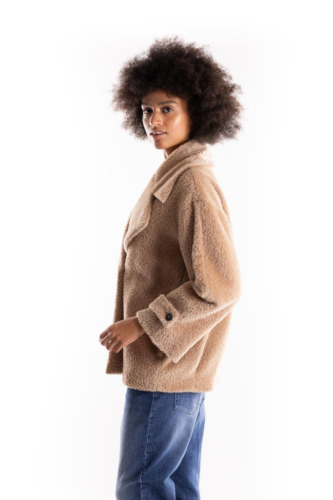 Caban corto Emilia in alpaca beige 2523086091200 001BEIGE MARELLA 