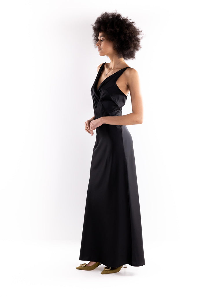 Abito lungo donna nero AMELICA 013 H2O 