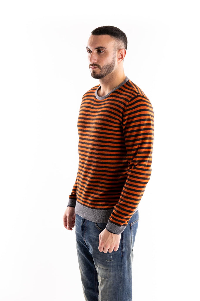 Maglia girocollo stripes marrone-arancio FW250161 ARANCIONE IN THE BOX 