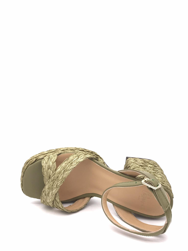 Sandalo Valeriette in raffia oliva 025555-414 258OLIVA CASTANER 
