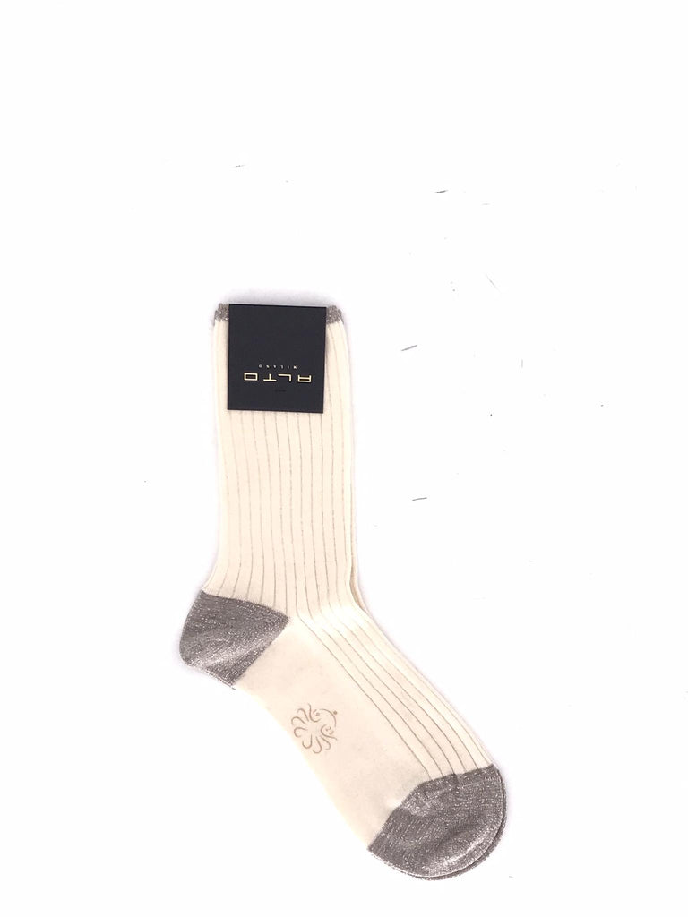 Calzini corti a costine con lurex ecrù AM0279 ECRU ALTO MILANO 