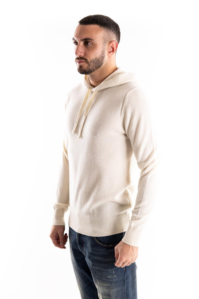 Maglia in lana con cappuccio panna A034 PANNA PAOLO PECORA 