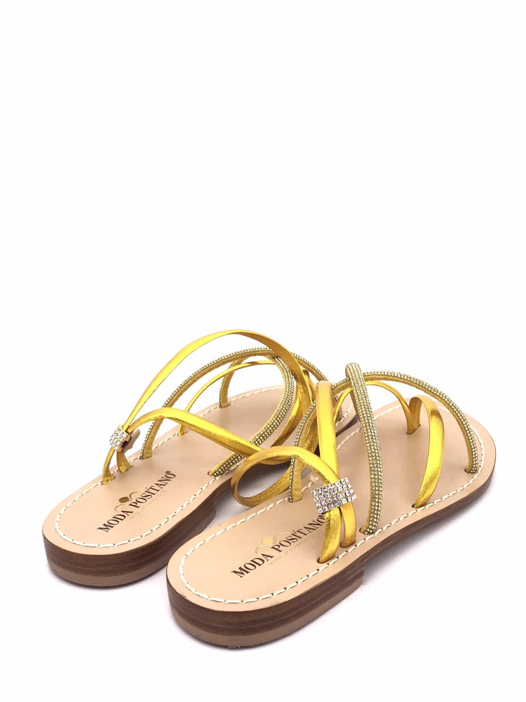 Sandalo infradito in pelle laminata giallao MARTINI GIALLO MODA POSITANO 