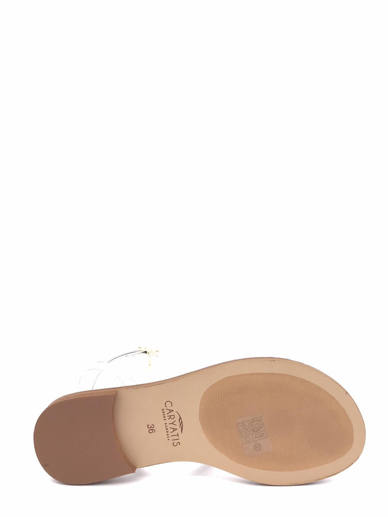 Sandalo bianco con accessorio foglia oro 622109 BIANCO CARYATIS 