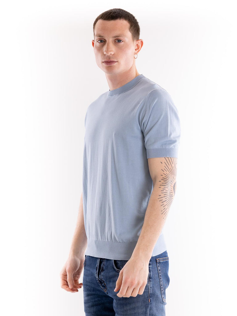Maglia uomo girocollo in filo celeste A009 F1006492 PAOLO PECORA 