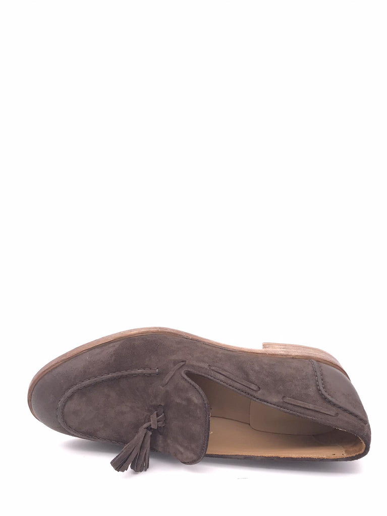 Mocassino uomo in camoscio marrone con nappine 17402F MARRONE MOMA 
