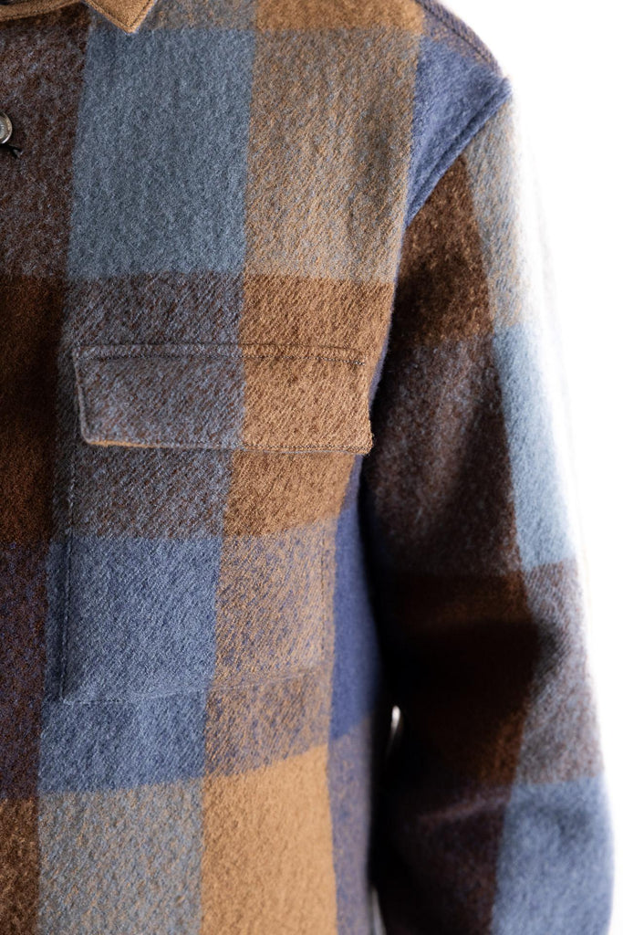 Overshirt in lana con stampa check 91310 MULTICOLOR XACUS 