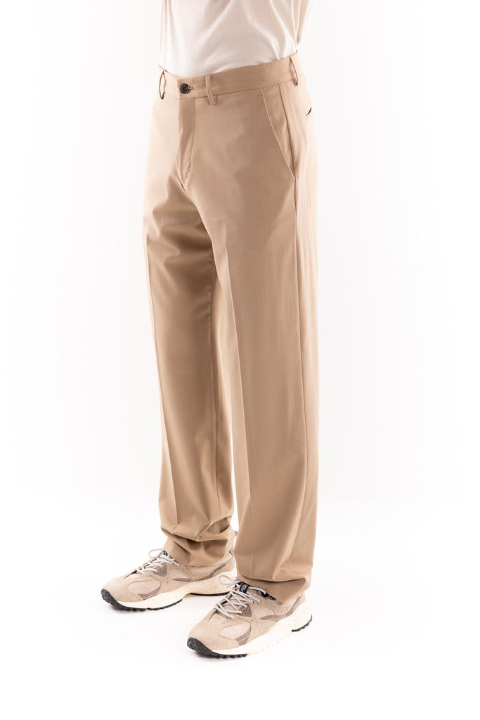 Pantalone a palazzo in tessuto fluido beige OF1F2W5P019 BEIGE OUTFIT 