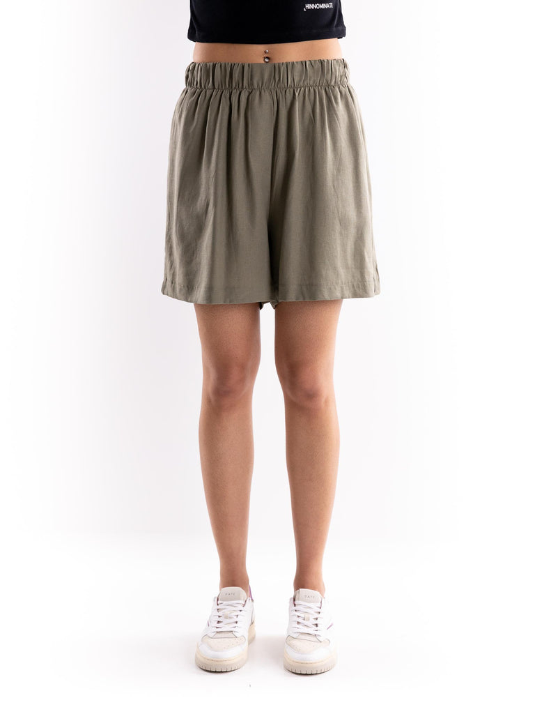 Bermuda in lino verde militare HMABW01857 PTTS0273VE35 HINNOMINATE 