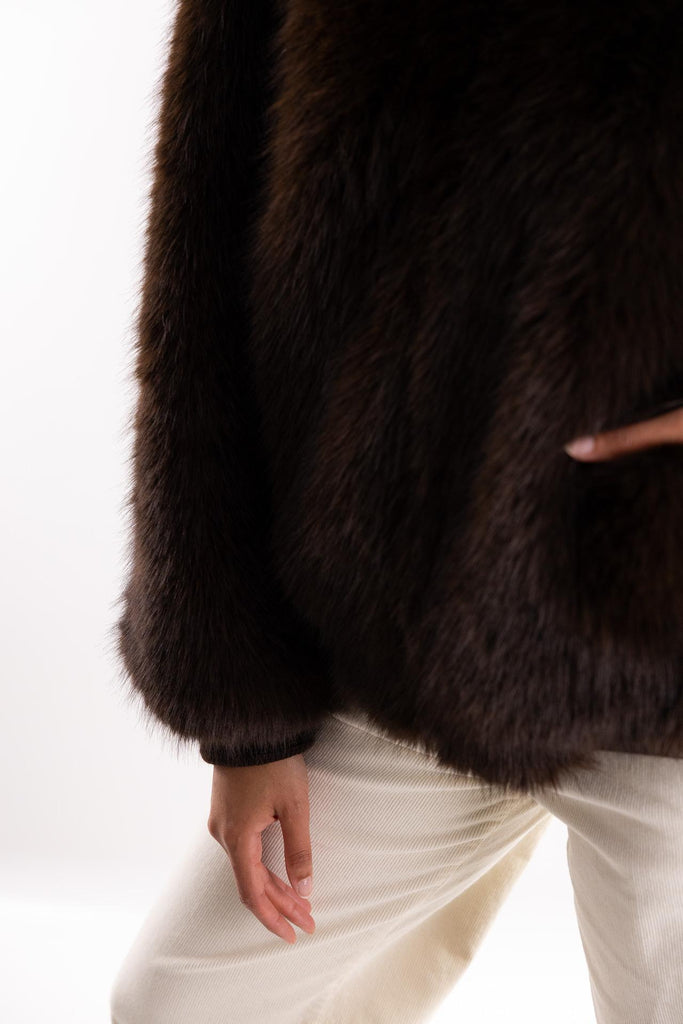 Bomber in eco-pelliccia moro 118A TESTA DI MORO ANY 