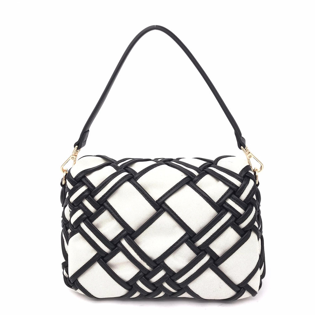 Borsa a spalla roads shoulder canvas nero-avorio 151M-BZ-202 NERO LA CARRIE 