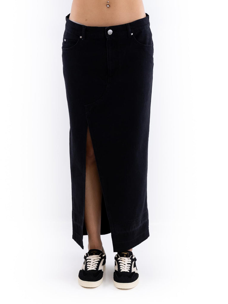 Gonna lunga Il cairo in denim nero con spacco 104628 A2GPZ99 PINKO 
