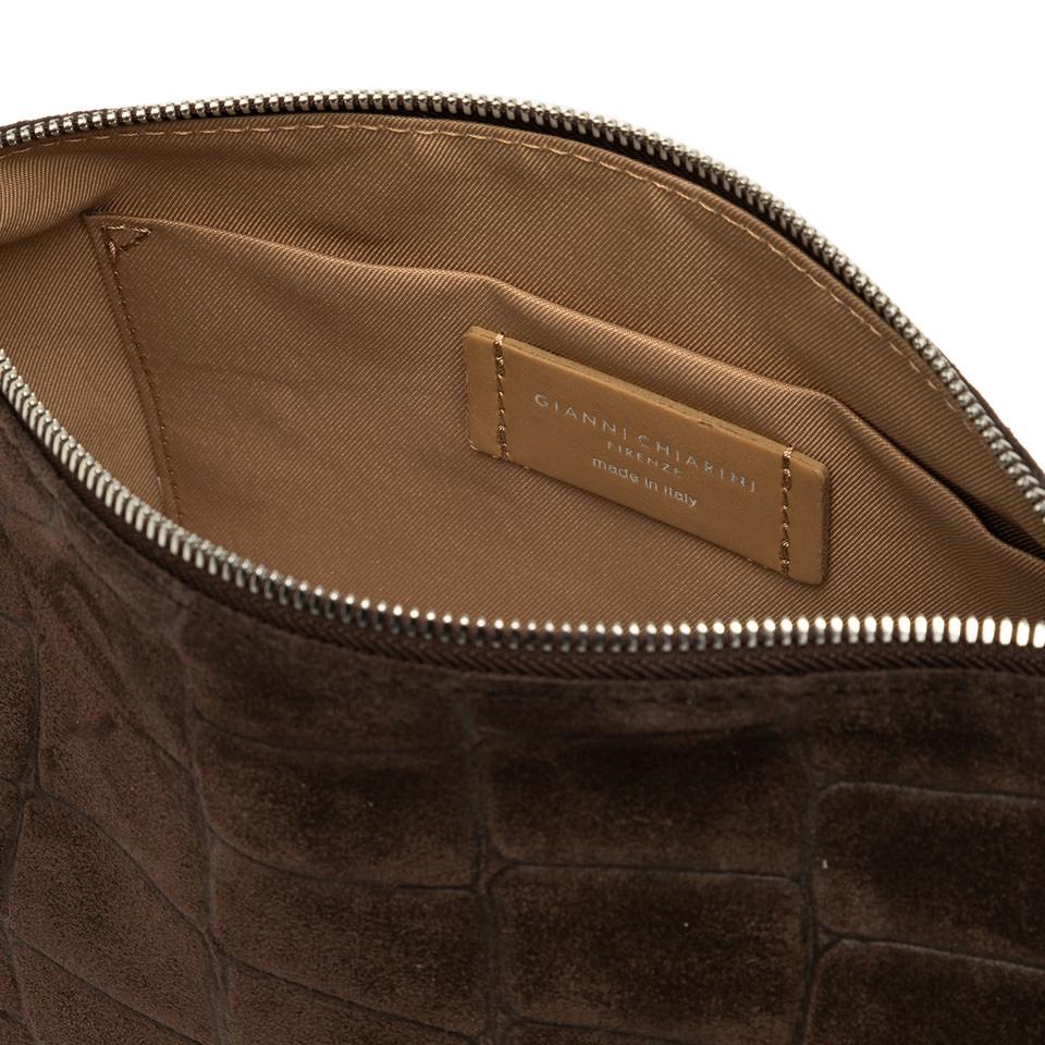 Borsa Nora pouch in pelle scamosciata effetto cocco espresso BS10225 CMCOCCOTESTA DI MORO GIANNI CHIARINI 