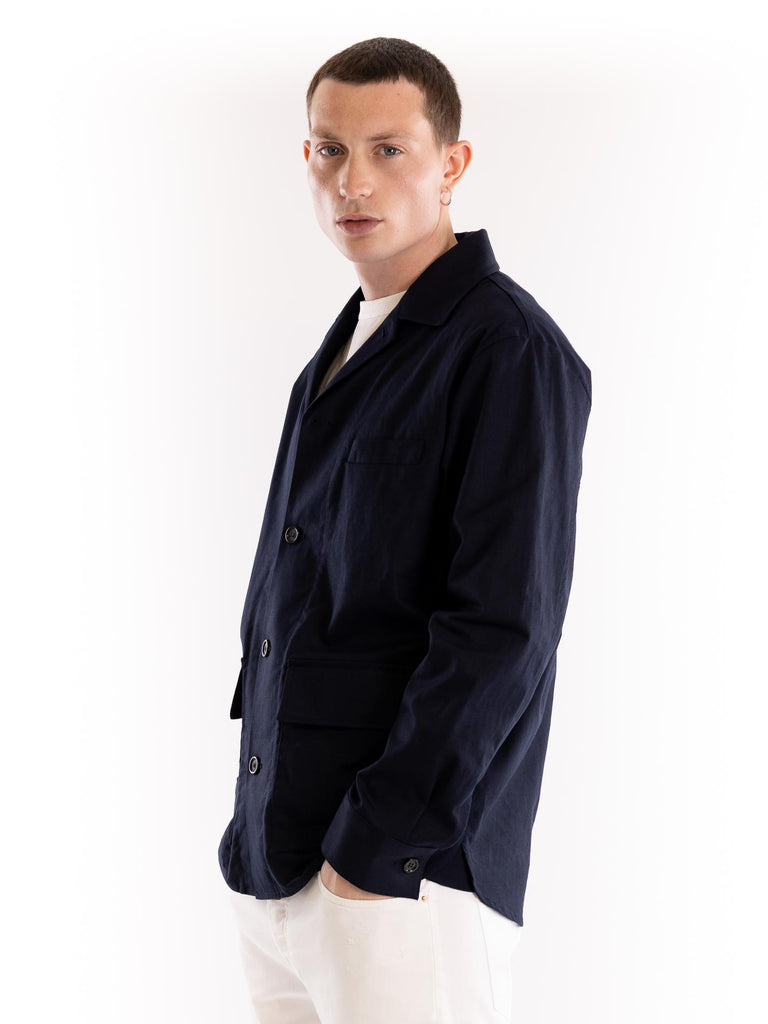 Giacca-camicia uomo in tessuto blu L101 36166685 PAOLO PECORA 