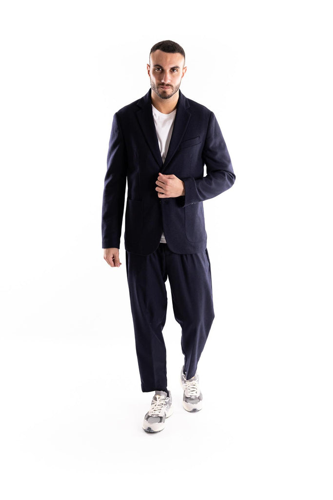 Giacca monopetto in tessuto misto lana blu W5U502 BLU THE EDITOR 