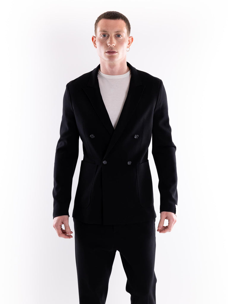 Giacca uomo doppiopetto jersey nera L042 NERO PAOLO PECORA 