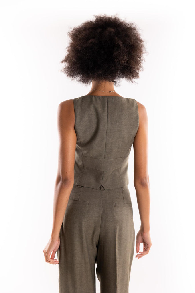 Gilet Cantico in saglia fluida verde 2523156031200 002VERDE MARELLA 