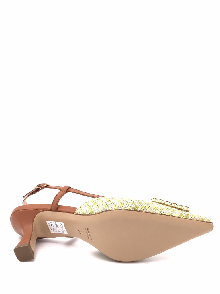 Sling back Penny in pelle e raffia acid 1100 CUOIO ZULIAN 