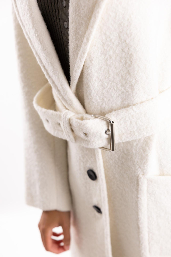 Cappotto Cerfoglio monopetto con cintura color  tortora 105695 A2UBTORTORA PINKO 