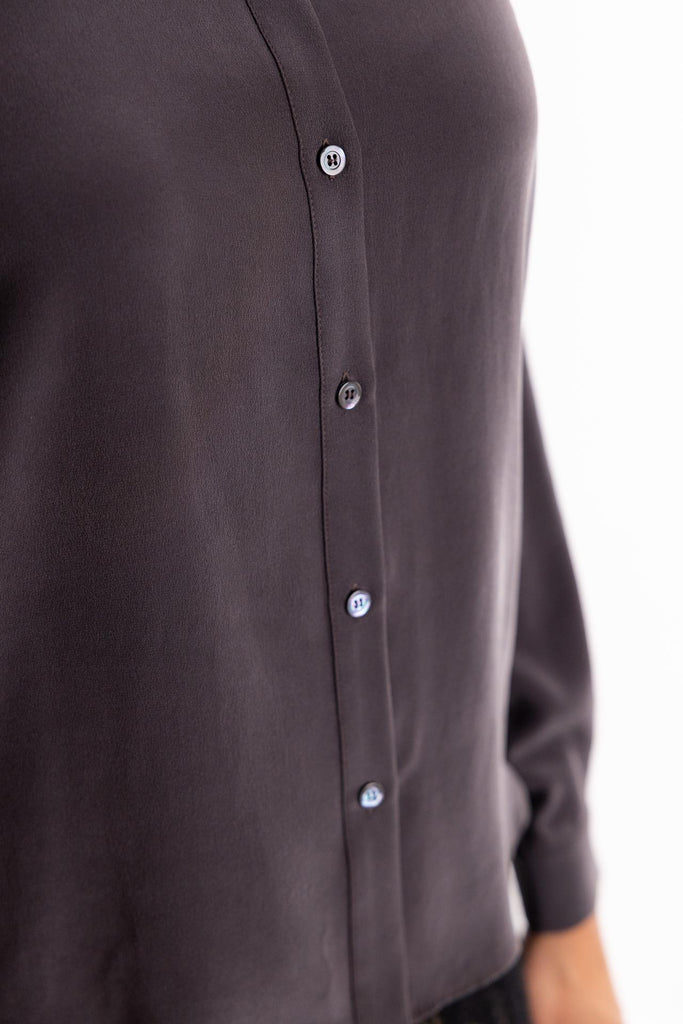 Camicia Crackers in crepe marrone 105593 A2T7MARRONE PINKO 
