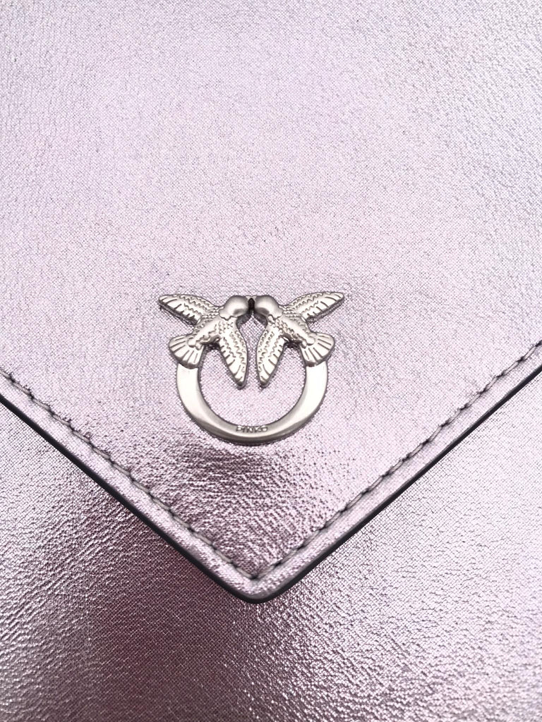 Bustina flet purse in pelle laminata antracite 104820 A2O9ANTRACITE PINKO 