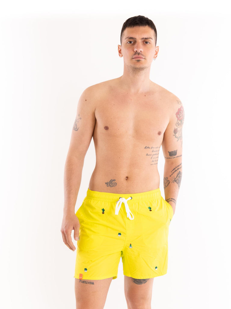 Boxer mare in nylon limel con ricami H34129 68 SUN 68 