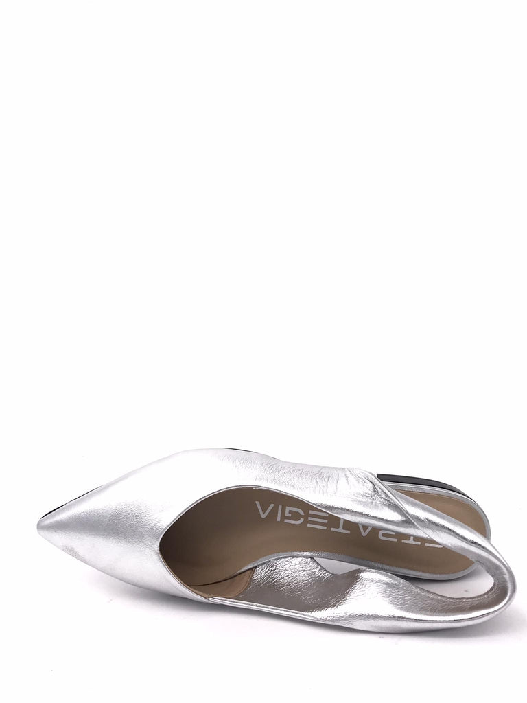Slingback donna laminata argento
