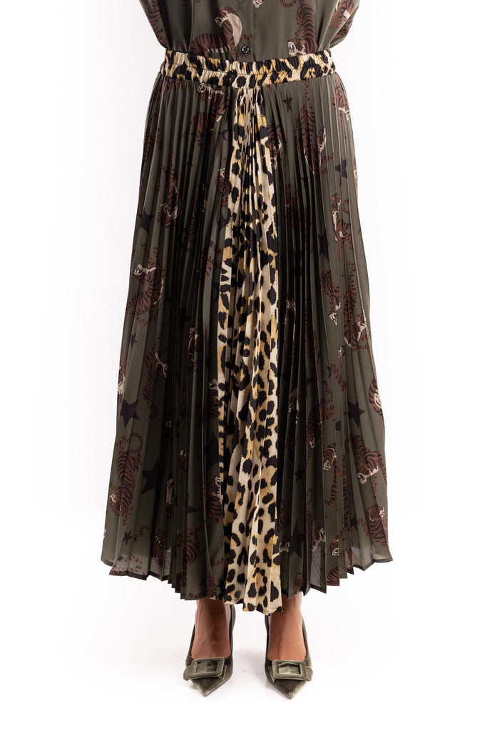 Gonna plissettata tiger print militare 15034 MILITARE 5 PROGRESS 