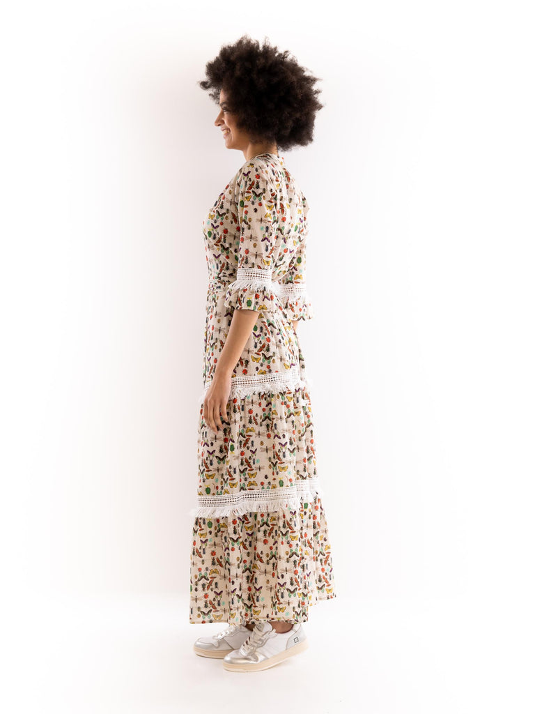 Abito chemisier donna con stampa insetti AURORA 11BEIGE IL THE' DELLE 5 