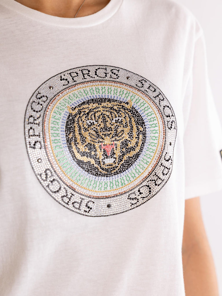 T-shirt donna lion strass bianca 14152 BIANCO 5 PROGRESS 