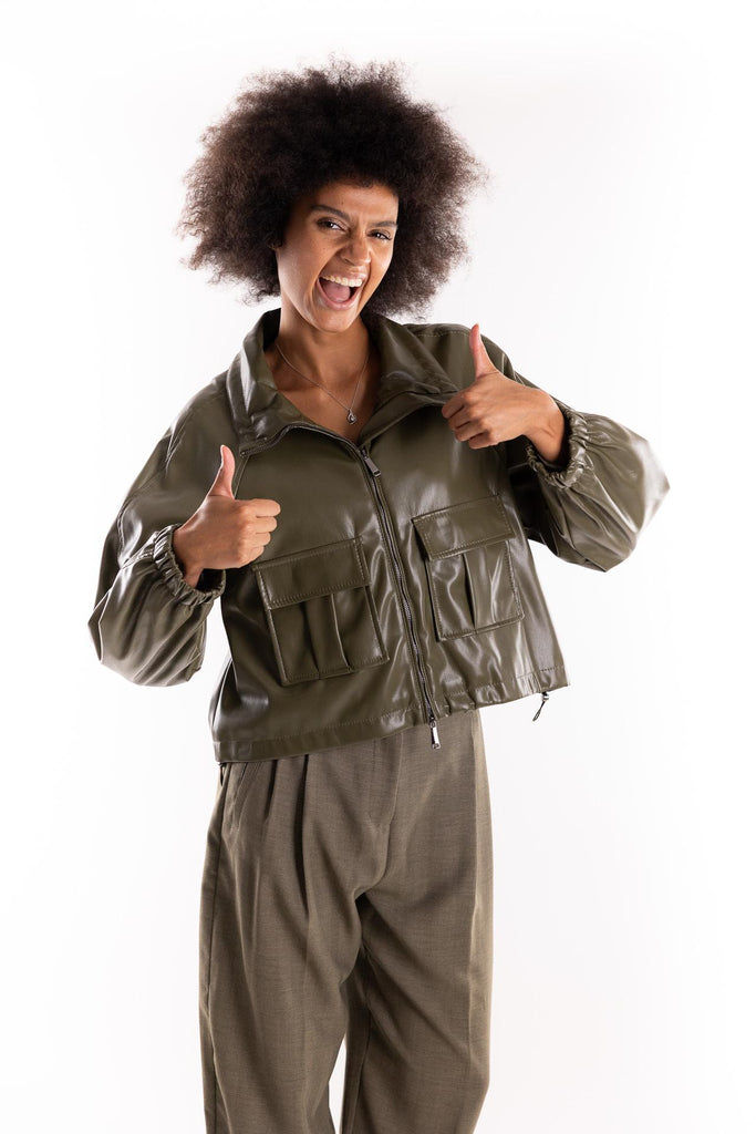 Blouson Loretta in jersey spalmato oliva 2523916011200 003VERDE MARELLA 