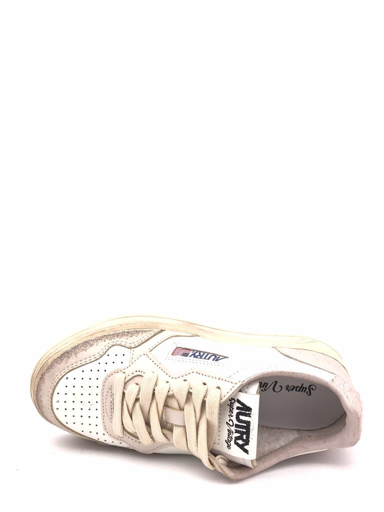 Sneakers medalist low super vintage in pelle bianca pesca e beige AVLW-SV45 BIANCO/CIPRIA AUTRY 