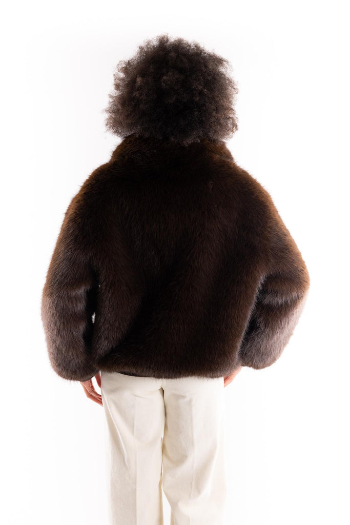 Bomber in eco-pelliccia moro 118A TESTA DI MORO ANY 