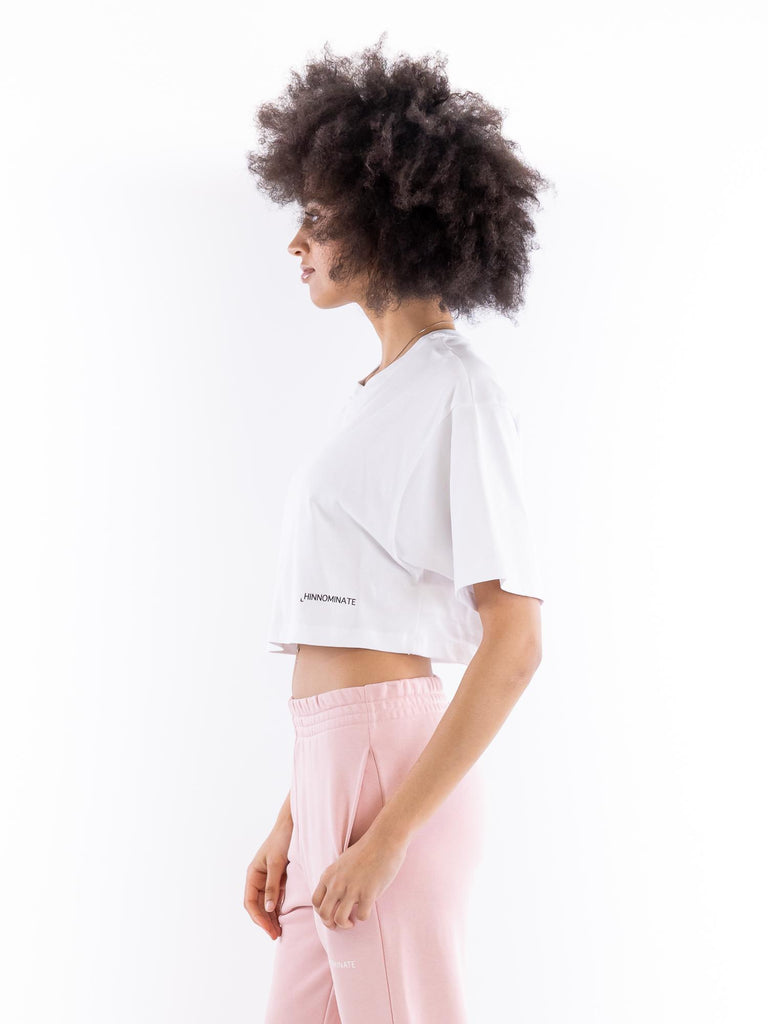 T-shirt crop mezza manica bianca HMABW01407 PTTS0037BI01 HINNOMINATE 